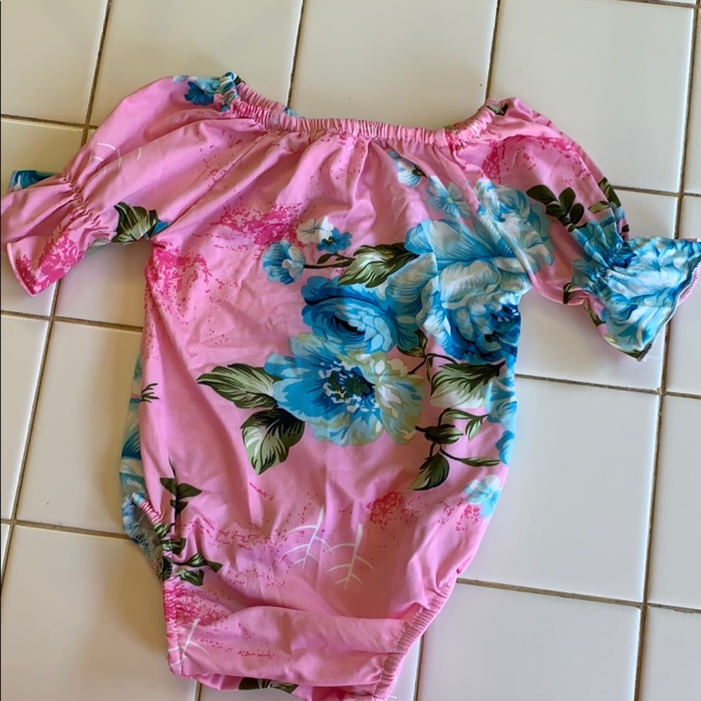 Pink floral body suit